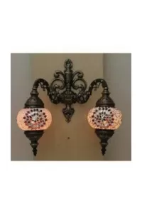 Mozaik Çiftli Aplik Otantik Lamba (No:3)