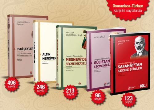 Osmanlıca Öğrenenler İçin Kolay Okuma Kitapları Seti (5 kitap) Osmanlıca-Türkçe Karşılıklı Sayfalarda